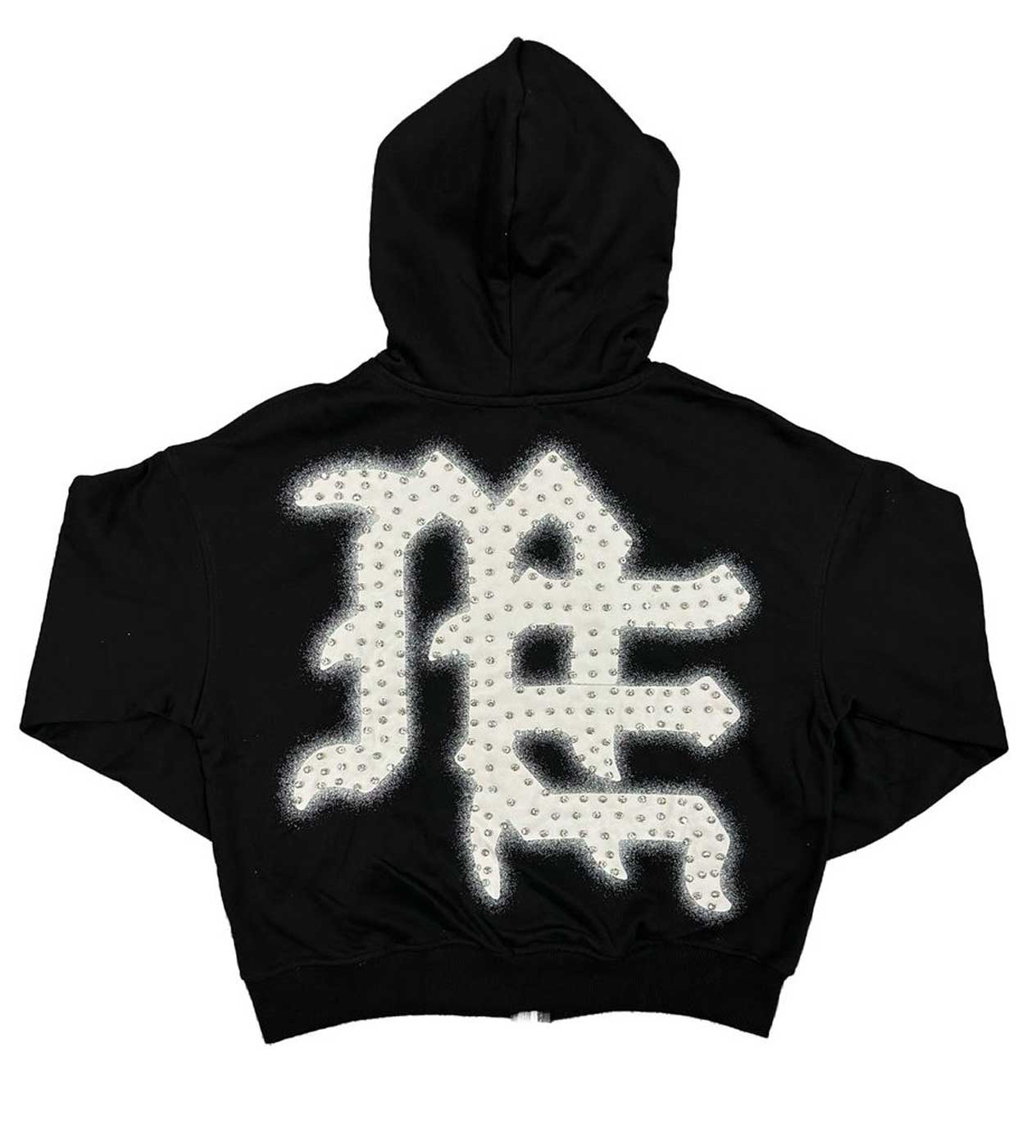 Mixed Emotions "End" Rhinestone Hoodie Black