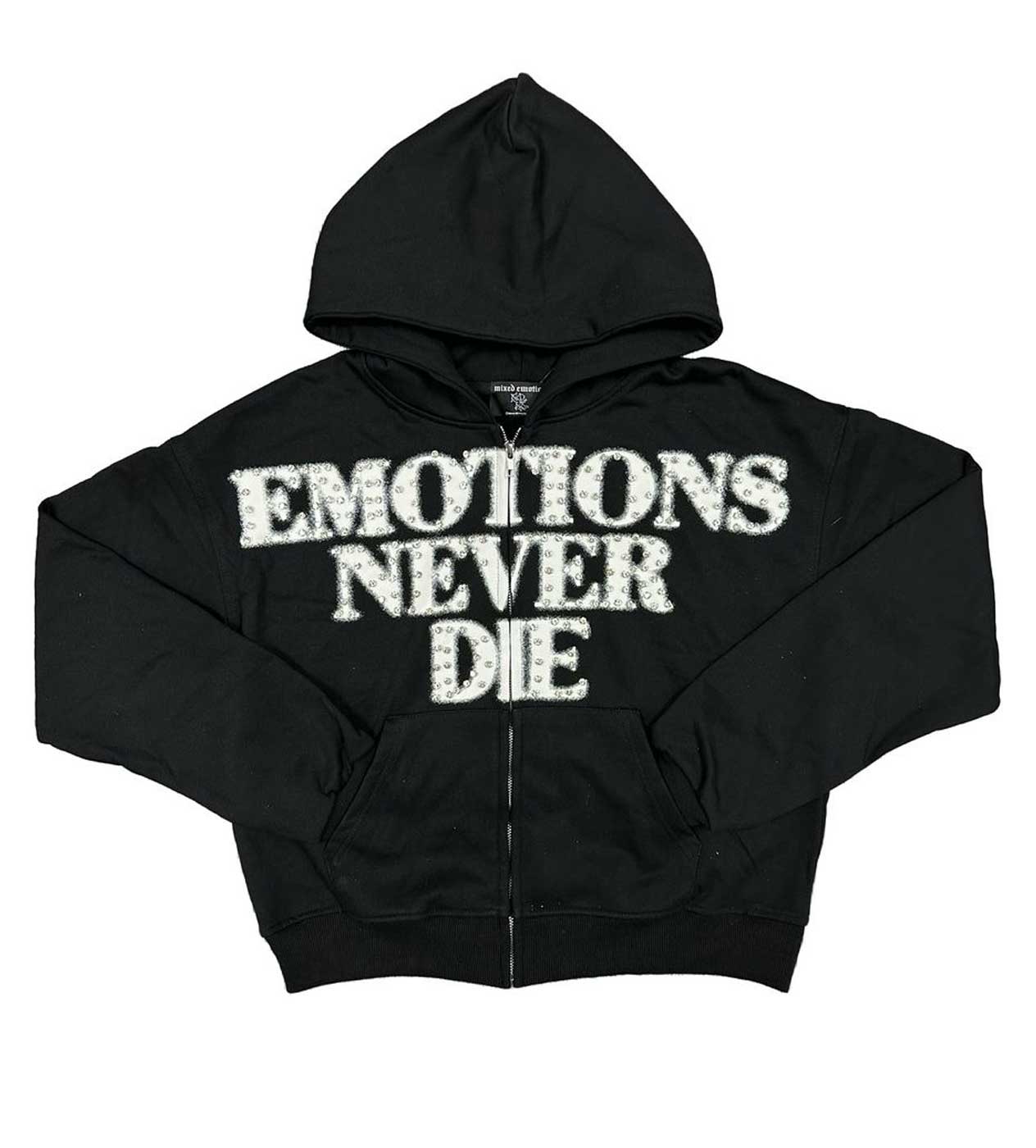 Mixed Emotions "End" Rhinestone Hoodie Black
