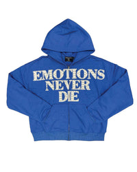 Mixed Emotions "End" Rhinestone Hoodie Blue