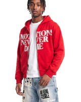 Mixed Emotions "End" Rhinestone Hoodie Red