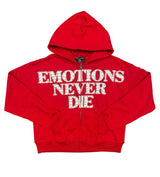Mixed Emotions "End" Rhinestone Hoodie Red