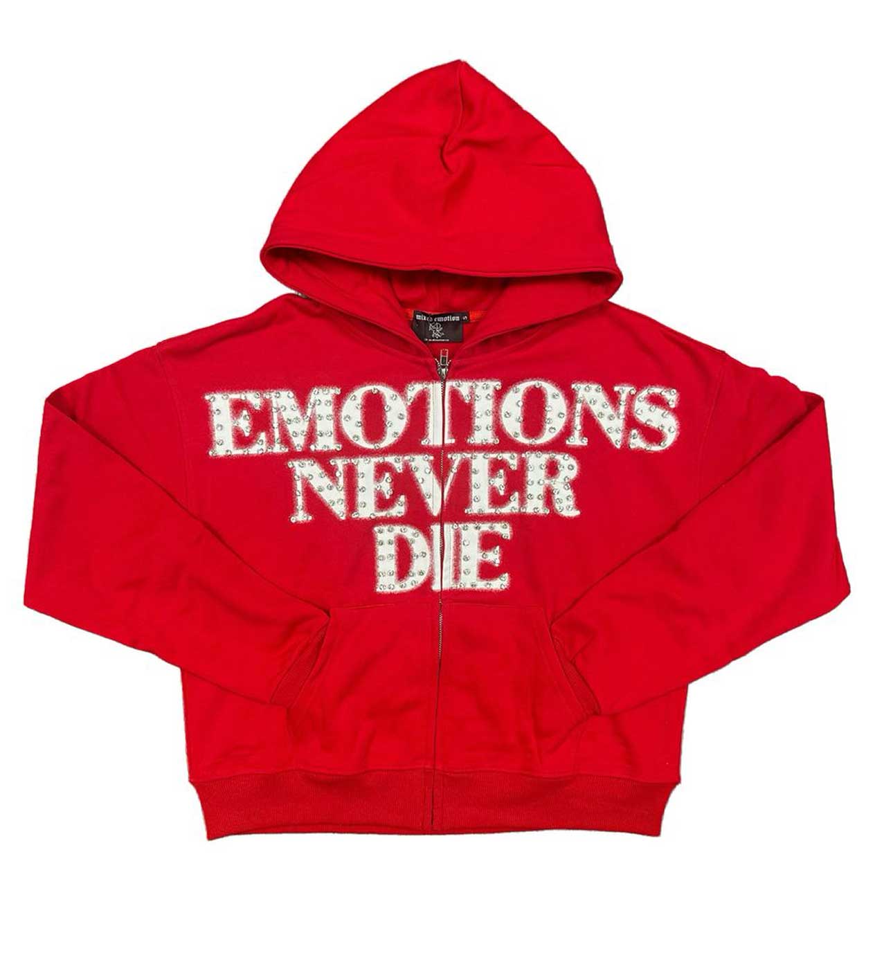 Mixed Emotions "End" Rhinestone Hoodie Red