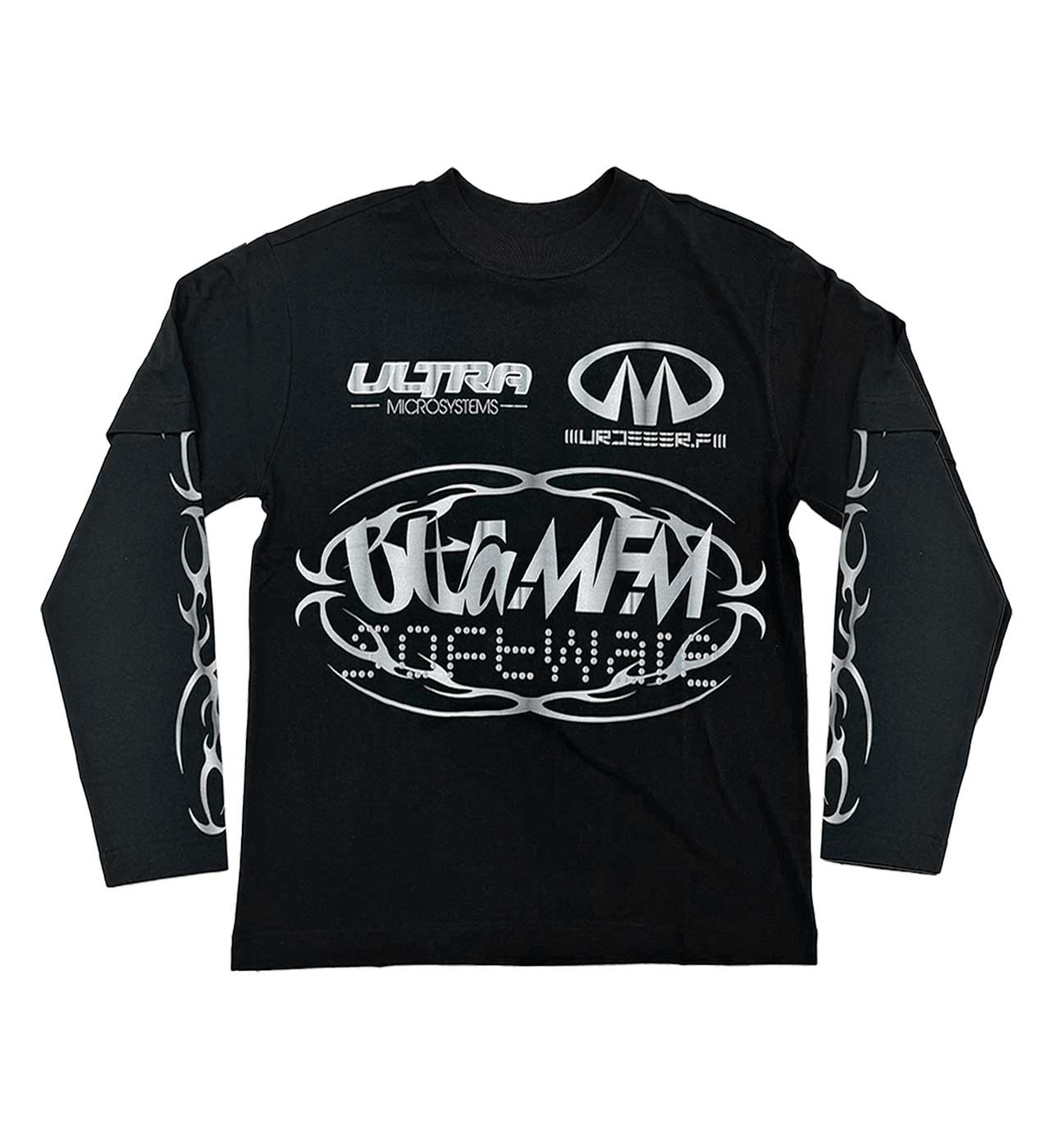 Murd333r MFM x Ultra Long Sleeve Black Front View