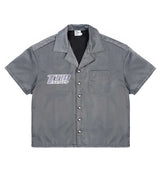 Triple Sevens Nylon Button Up Grey front view