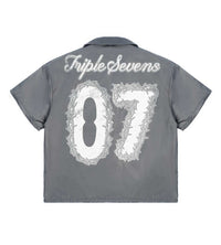 Triple Sevens Nylon Button Up Grey back view