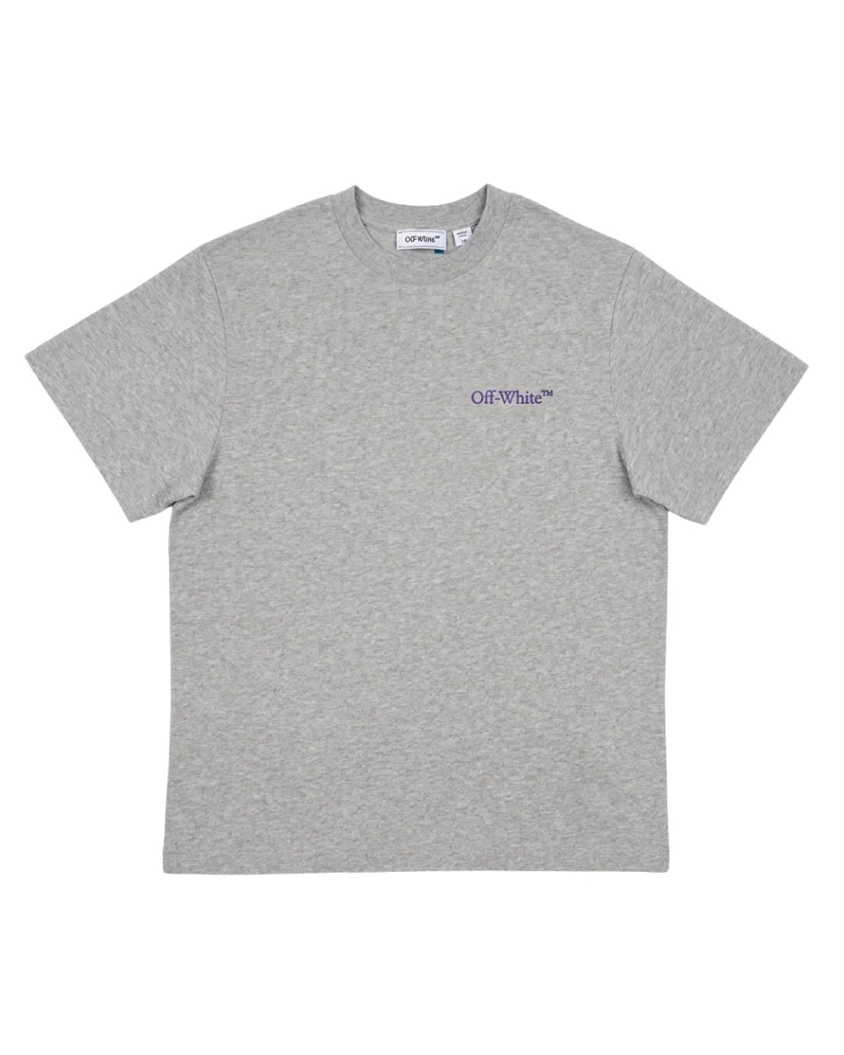 Off-White Multi Color Arrow Tee heather grey, cotton t-shirt with blue Off-White script at the chest, front view