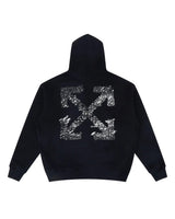 Off-White Outline Arrow French Terry Hoodie black, white textured cross-arrows graphic across the back, back view
