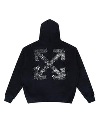 Off-White Outline Arrow French Terry Hoodie black, white textured cross-arrows graphic across the back, back view