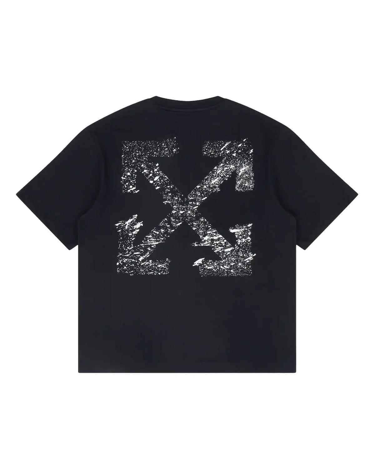 Off-White Outline Arrow Tee black, white textured cross-arrows graphic across the back, back view