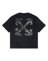 Off-White Outline Arrow Tee black, white textured cross-arrows graphic across the back, back view