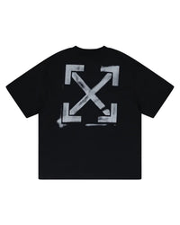 Off-White Solid Arrow Tee black, painted white cross-arrows graphic across the back, back view