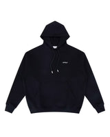 Off-White Windy Arrow French Terry Hoodie black, drawcord hood and kangaroo pocket with white Off-White script at the chest, front view