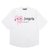 Palm Angels Heart Sprayed Logo Tee White/Pink