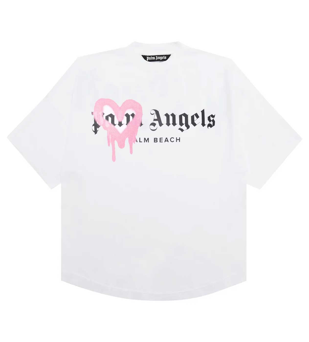 Palm Angels Heart Sprayed Logo Tee White/Pink