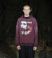 Pieces Inhumane Half Zip Sweatshirt Maroon