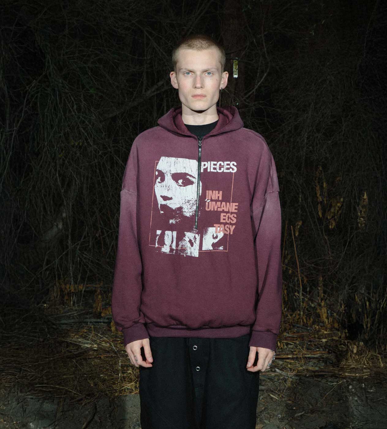 Pieces Inhumane Half Zip Sweatshirt Maroon