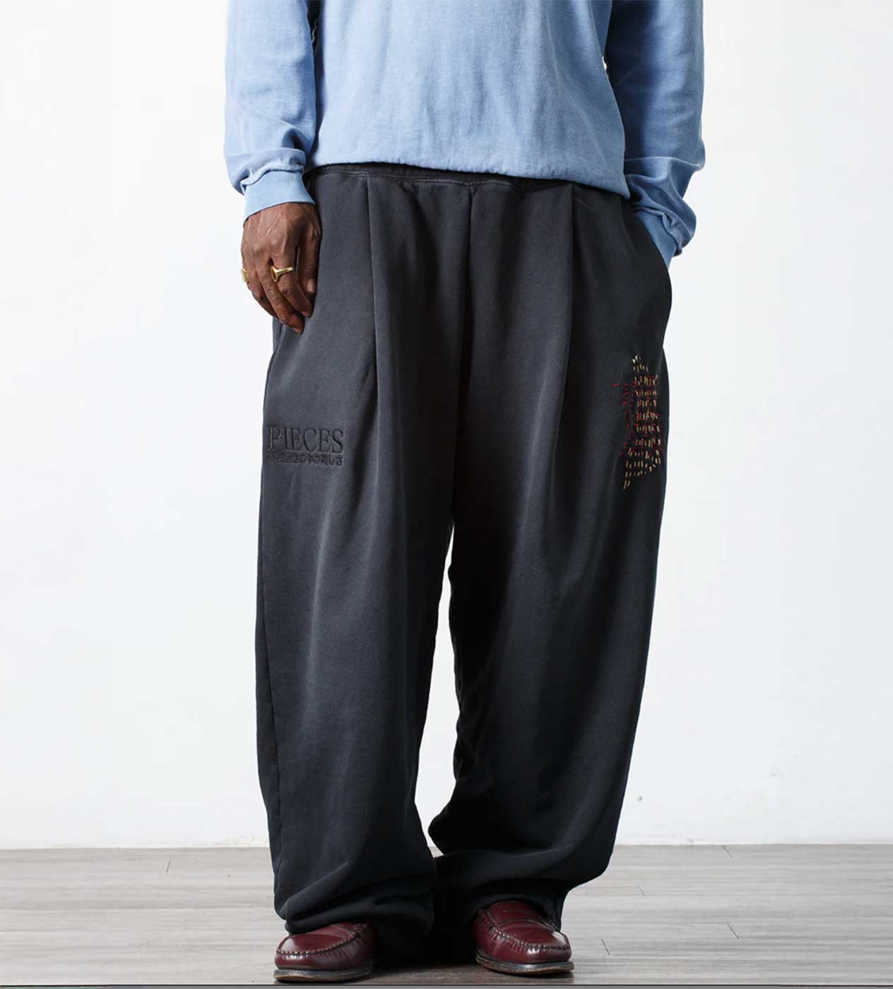 Pieces Repair Pleated Sweatpants Vintage Black
