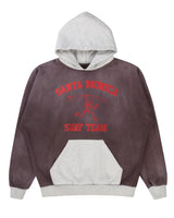 Pieces SM Surf Sweatshirt washed navy, hooded sweatshirt with red Santa Monica Surf Team graphic, front view