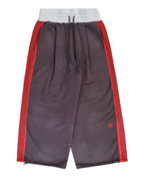 Pieces Sport Sweatpants washed navy, wide-leg sweatpants with red side stripes and grey waistband, front view