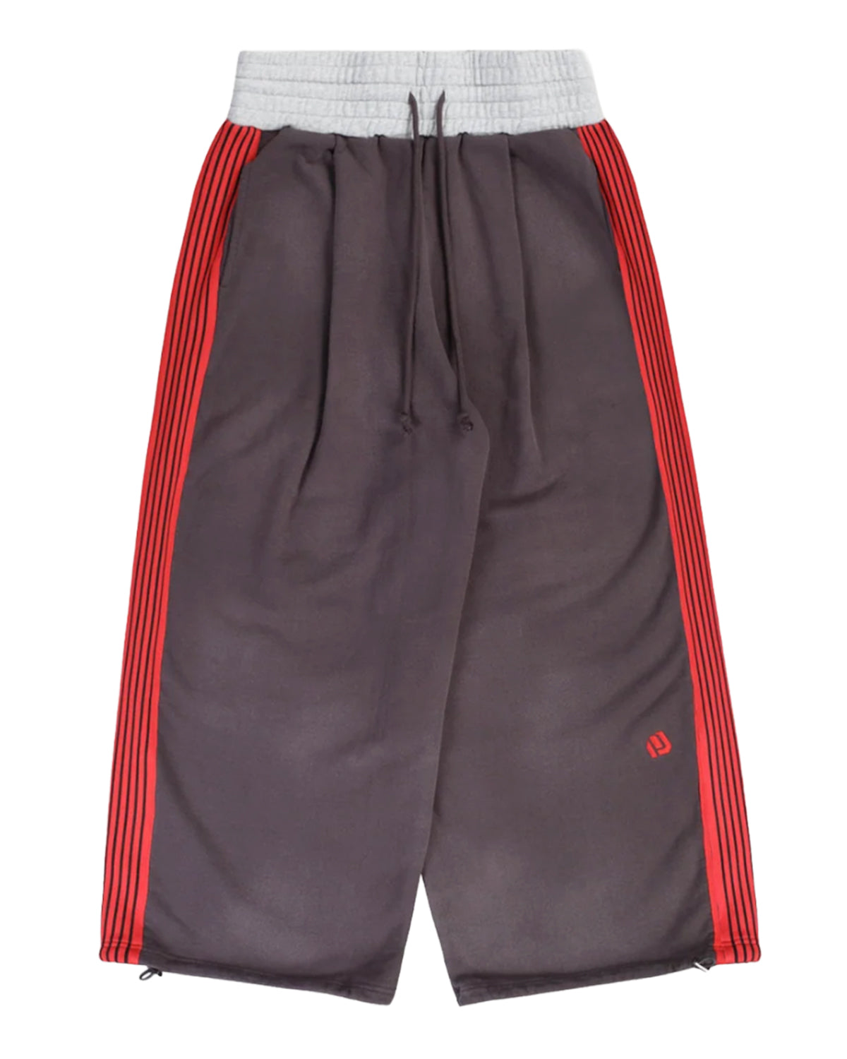 Pieces Sport Sweatpants washed navy, wide-leg sweatpants with red side stripes and grey waistband, front view