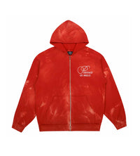 Product Image of Pieces Sun Faded Zip Up Sweatshirt Lava Red Front View