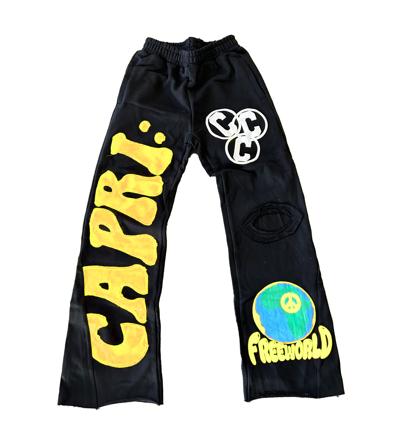 Project Capri Denim Flare Sweatpants Black/Yellow