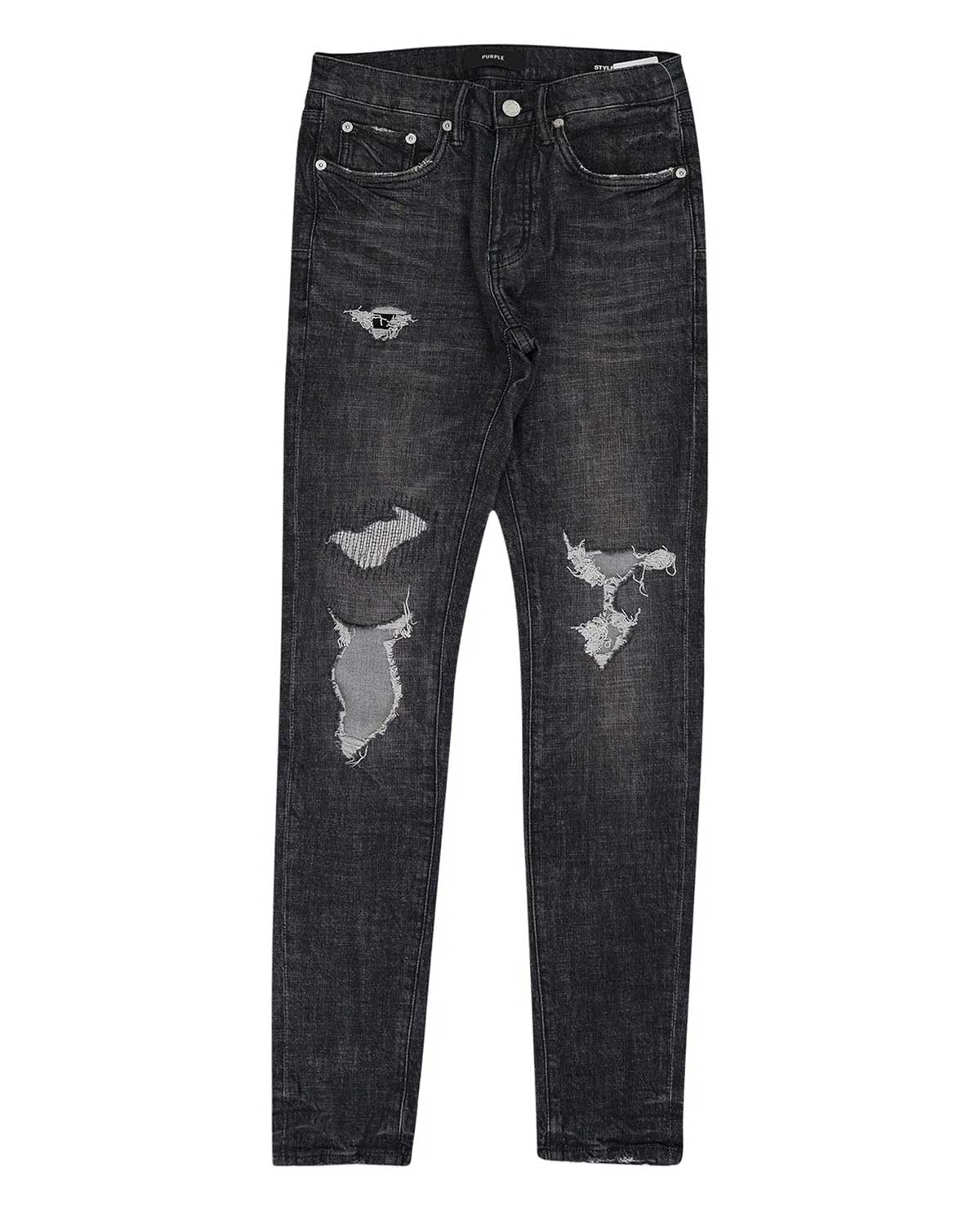 Purple Brand Grey Wash Distressed Denim Pants