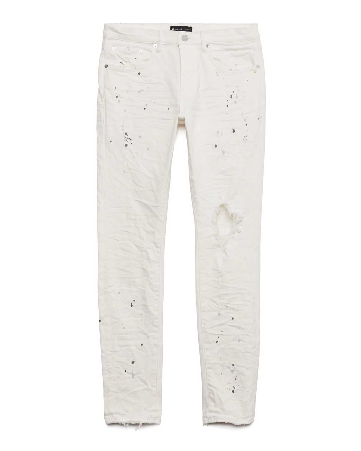 Purple Brand Optic Paint Blowout Pants White