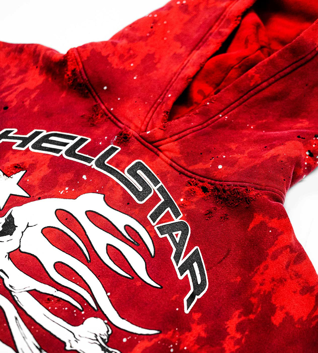 Hellstar Sports Red Tye-Dye Skull Hoodie Close Front