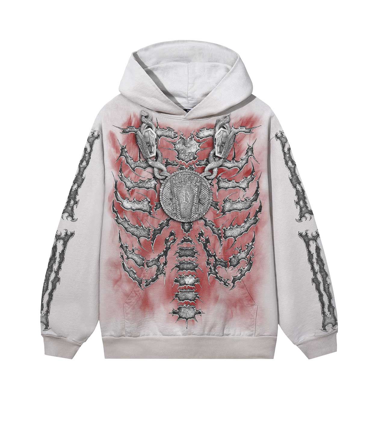 Revenge 38 Ribcage Hoodie Cement front view