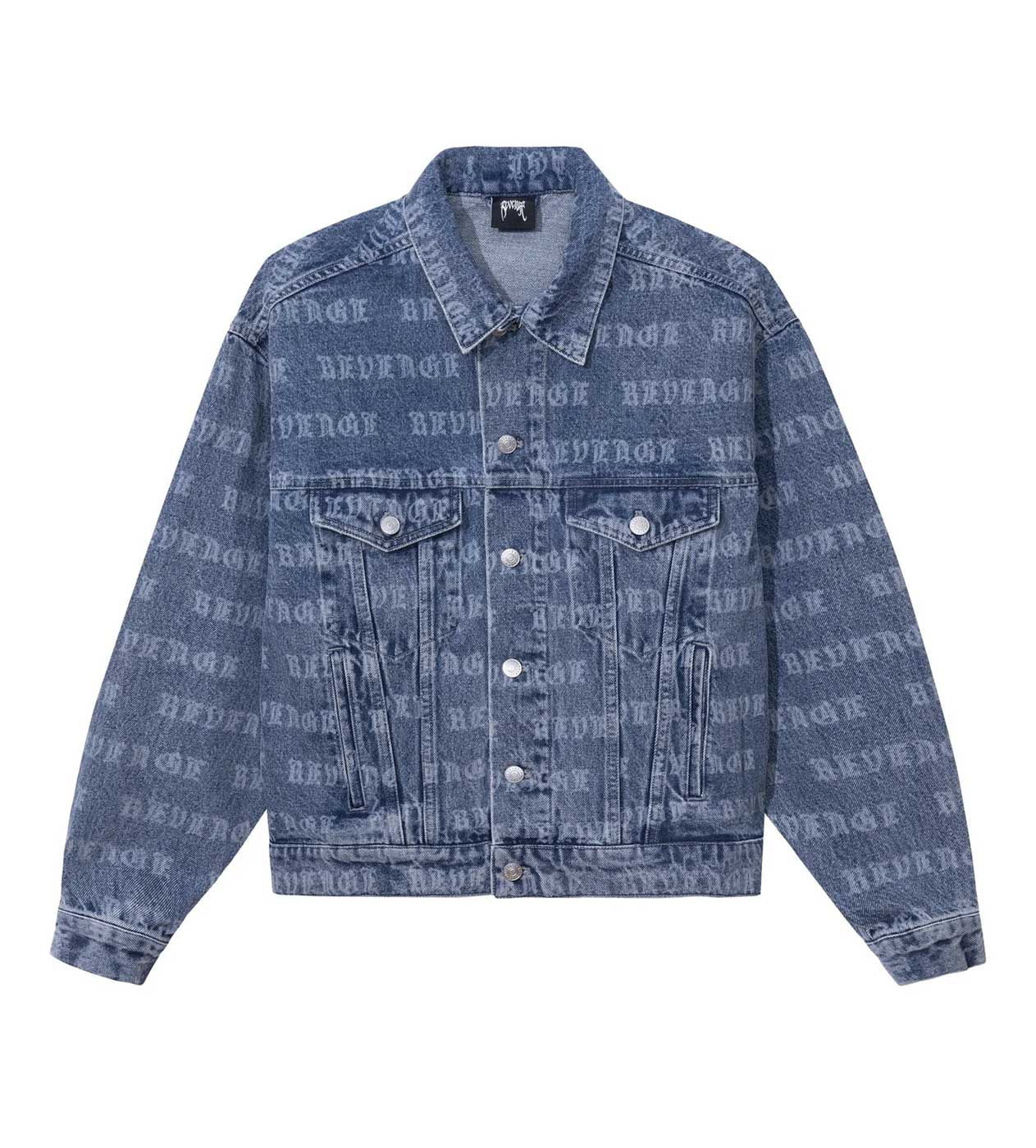 Revenge Frayed Skull Patched Denim Jacket Indigo – Restock AR