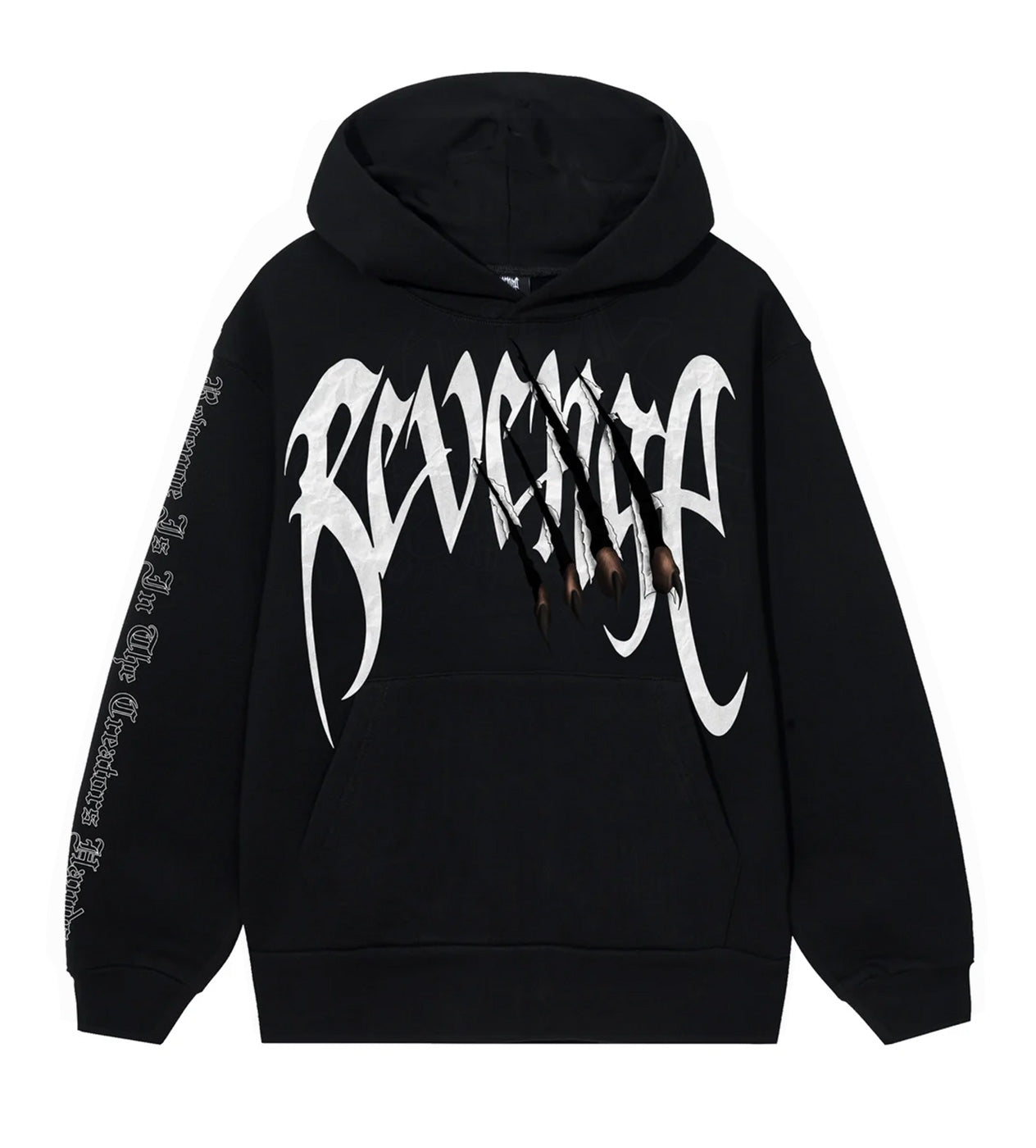 Revenge Arch Logo Claw Hoodie Black/White front view