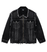 Revenge Frayed Skull Patch Denim Jacket Black