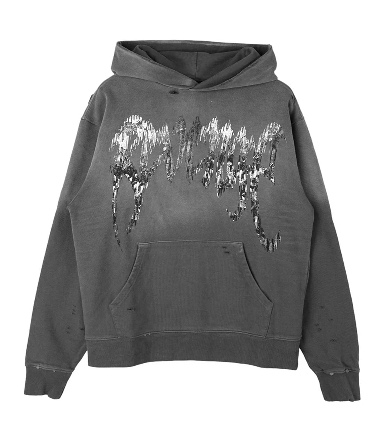 Revenge Kosuke Kawamura Glitch Arch Logo Hoodie Grey