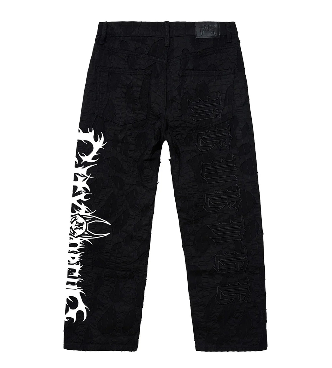 Revenge Logo Distressed Boro Denim Pant Black front view