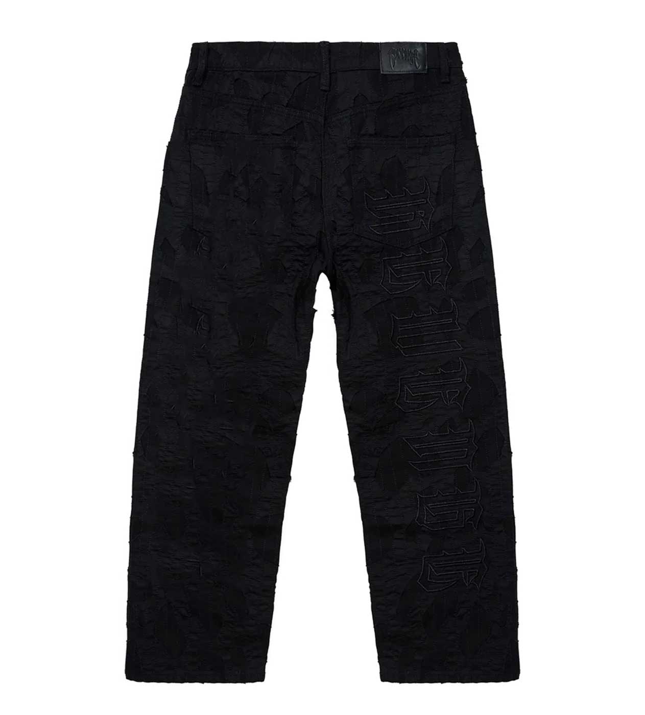 Revenge Logo Distressed Boro Denim Pant Black back view