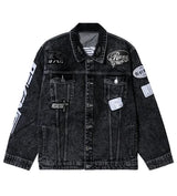 Revenge Moto Patch Denim Jacket Washed Black