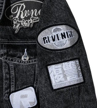 Revenge Moto Patch Denim Jacket Washed Black