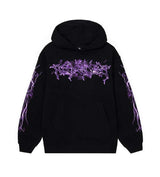 Revenge Purple Lightning Hoodie Black Front View