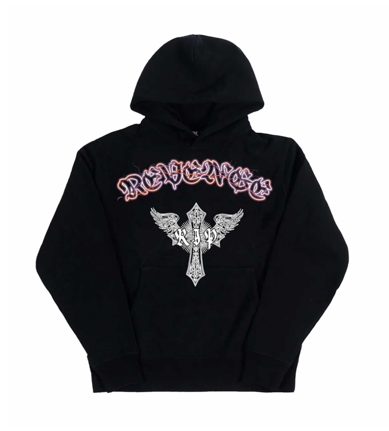 Revenge Skeleton Angel Hoodie Black Front View