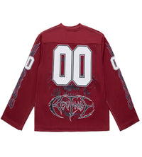 Revenge Skull Flame Hockey Jersey Burgundy