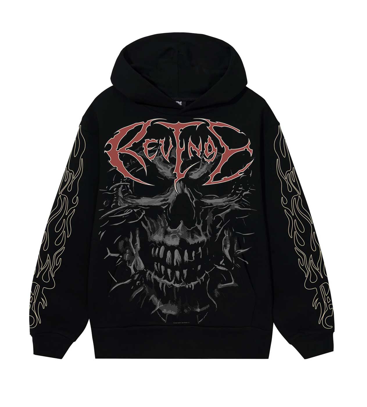 Revenge Skull Flame Hoodie Black