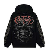 Revenge Skull Flame Hoodie Black