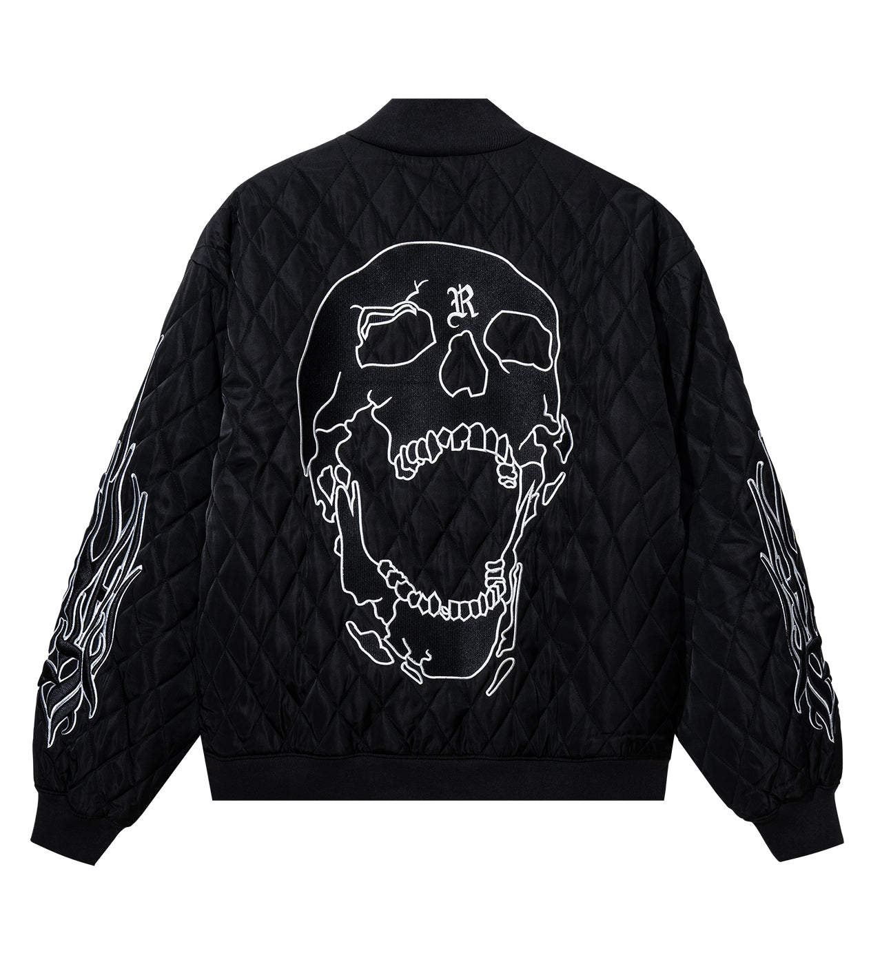Revenge Skull Logo Quilted Bomber Jacket Black – Restock AR