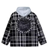 Revenge Skull Patch Hooded Flannel Black/White