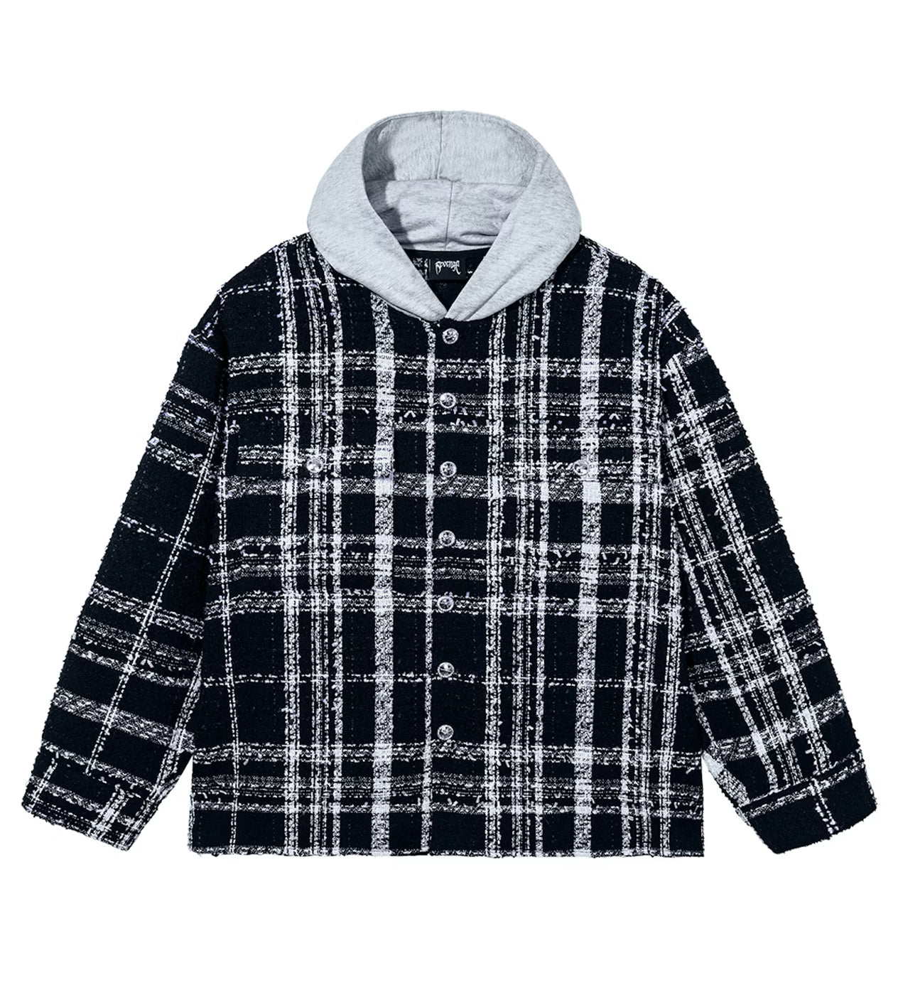 Revenge Skull Patch Hooded Flannel Black/White