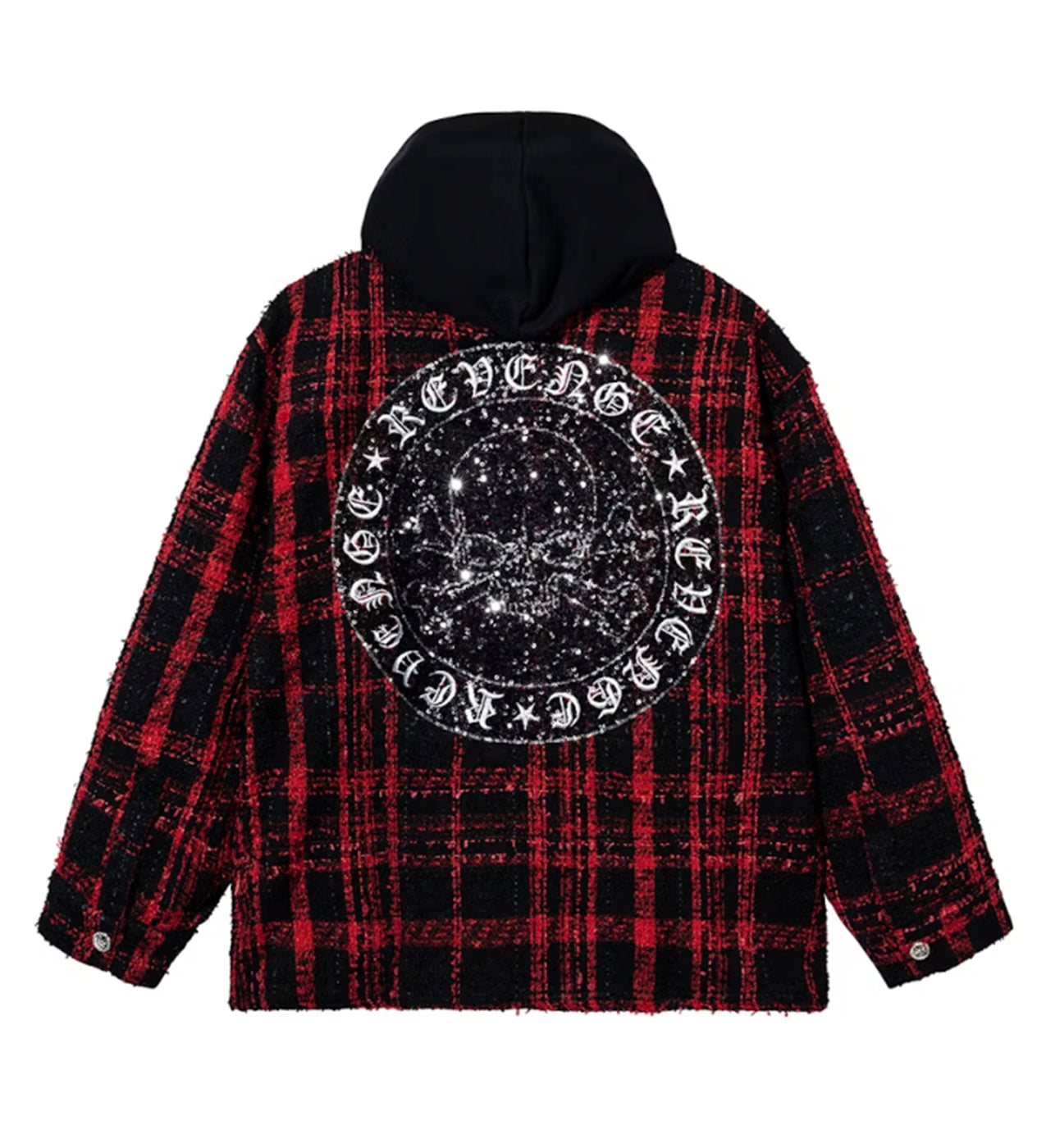 Revenge Skull Patch Hooded Flannel Red/Black – Restock AR