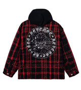 Revenge Skull Patch Hooded Flannel Red/Black