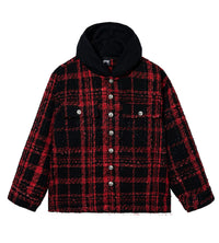 Revenge Skull Patch Hooded Flannel Red/Black