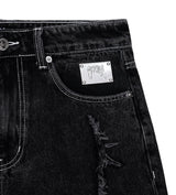 Revenge Spider Web Embroidered Denim Short Black